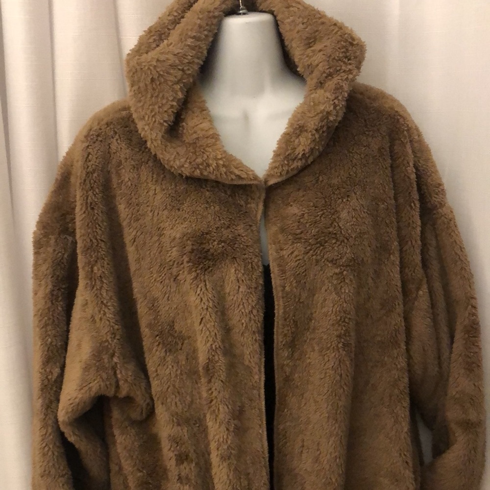 Longyuan Women’s Winter Fleece Jacket with Pockets size XL, color chestnut